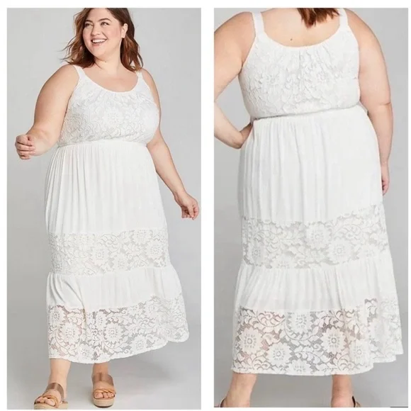 LANE BRYANT Lace Inset Midi Cottagecore Dress 18/20